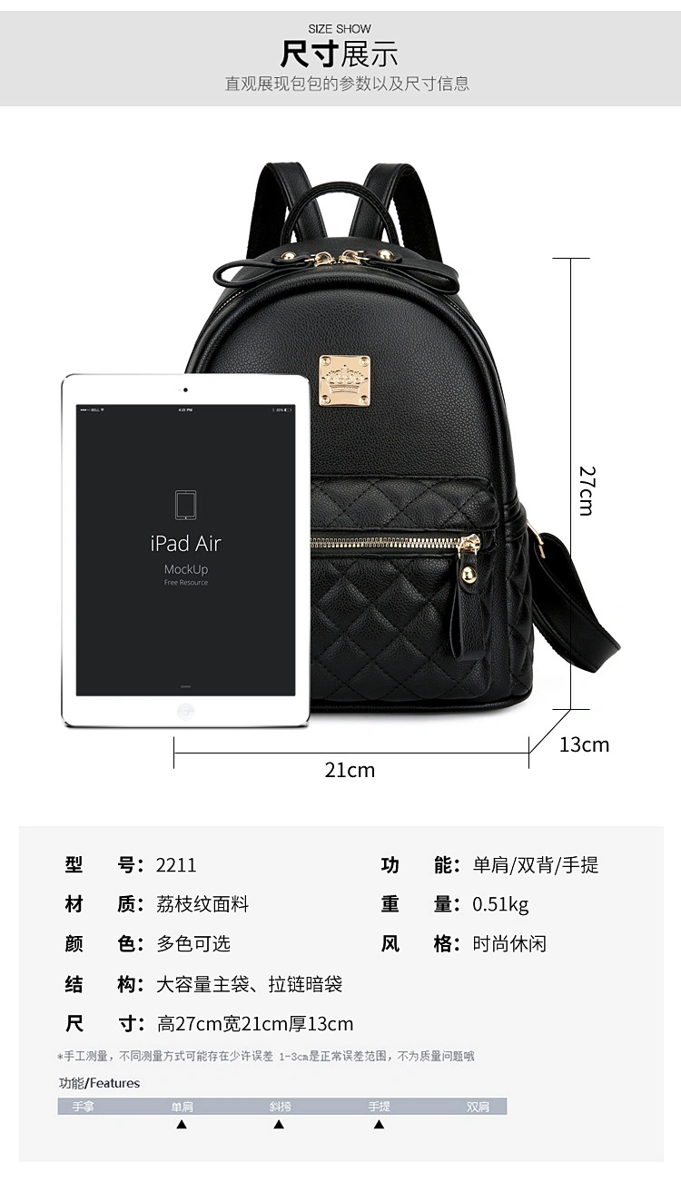 Custom XP2001fashion Rhombus Small Backpack PU Leather Women Backpack for Women