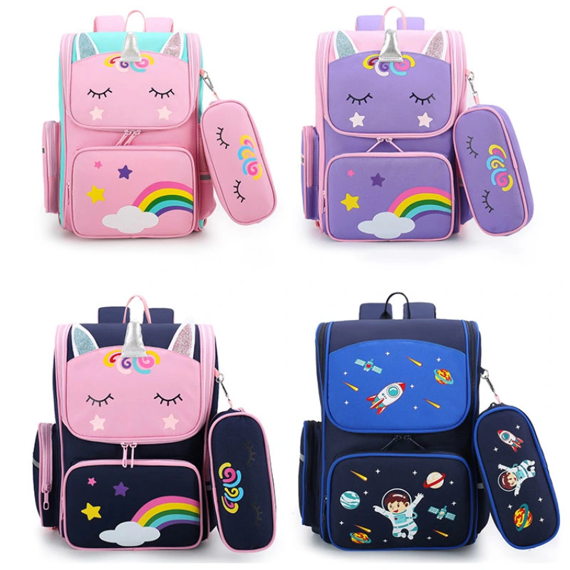 Factory Wholesale Custom Logo Unicorn School Bag Environmental Backpacks with Trolley