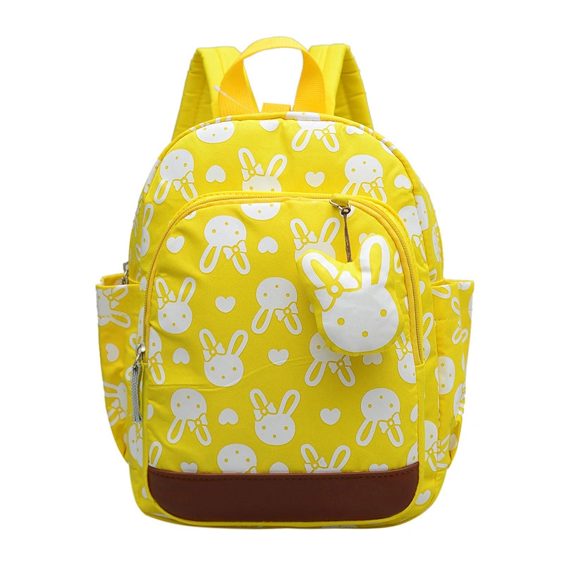 Children&prime;s Schoolbag Primary School Kindergarten Backpack Cute Cartoon Rabbit Printed Cotton Backpack
