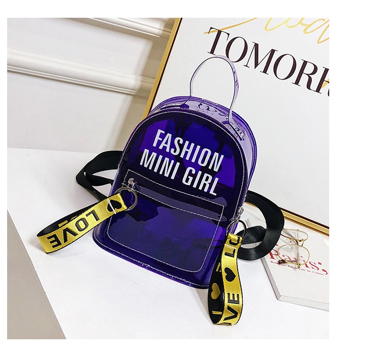 Custom PVC Mini Transparent Student Clear Backpack for Teenage Girls