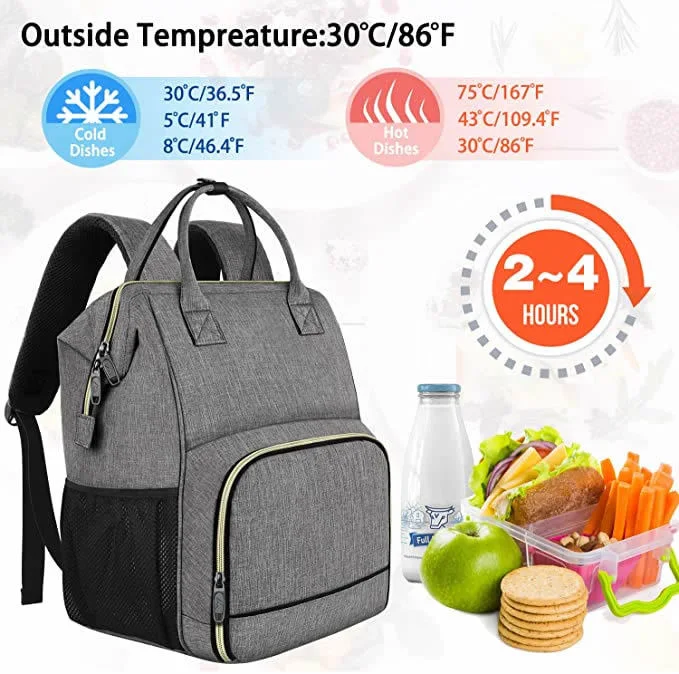 Lunch Box Laptop Backpack Waterproof and Leak-Proof Lunch Bag Handbag 15.6-Inch Laptop Backpack