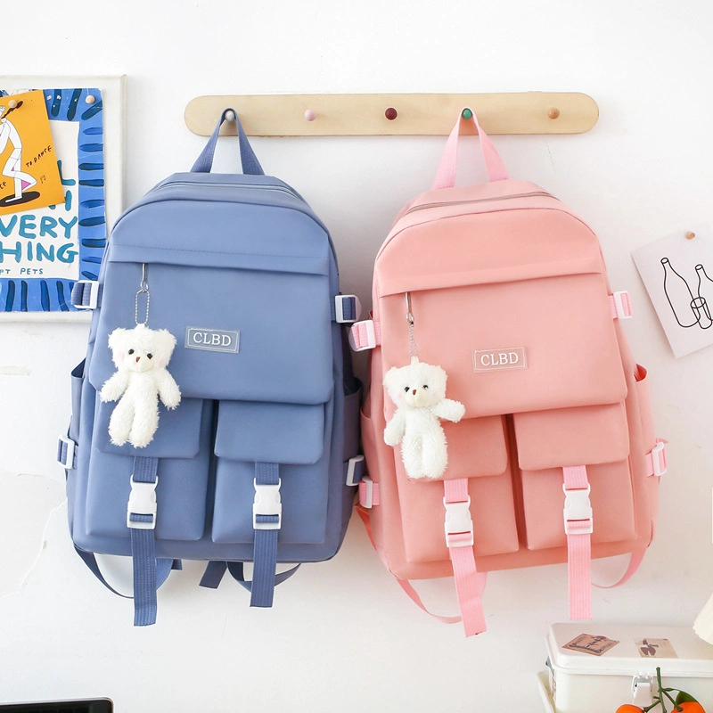 Women&prime;s Korean Style Plaid Elementary Junior High School Students&prime; Backpacks Pencilecase