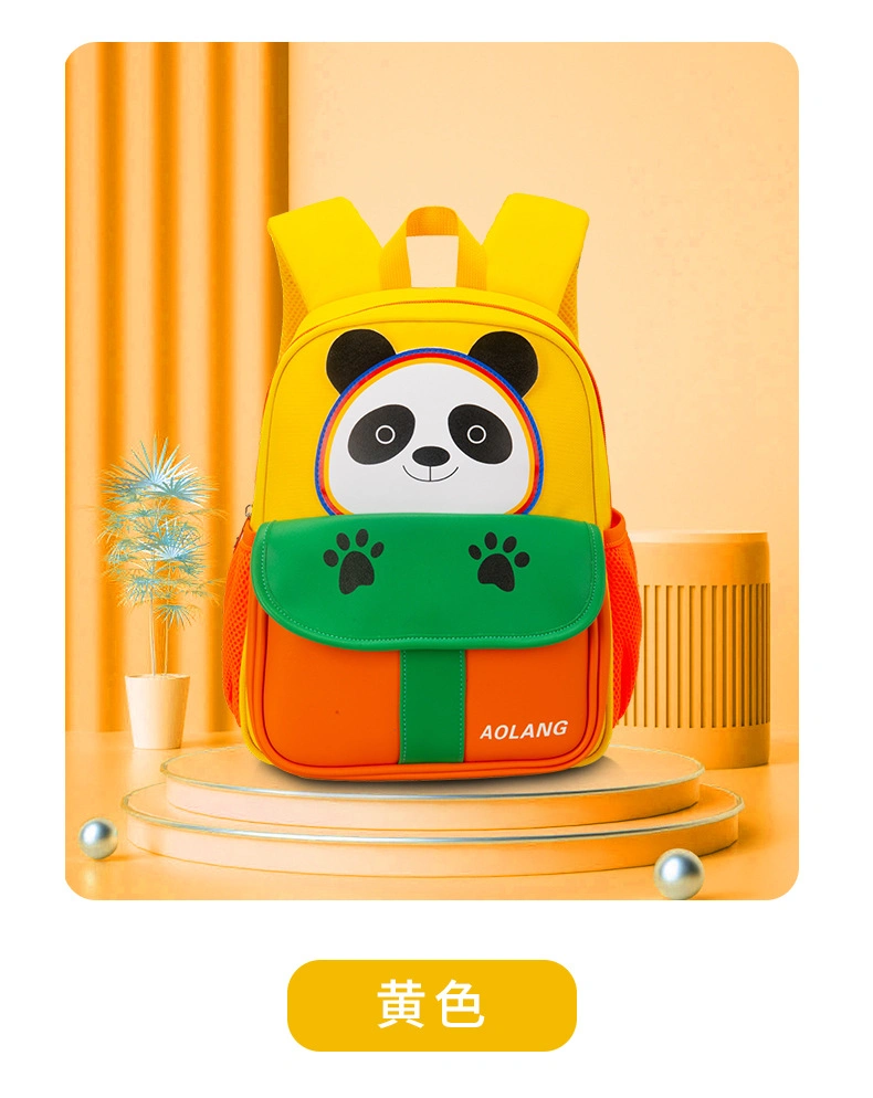Olang Cute Panda Kindergarten Schoolbag Children&prime; S Leisure Shoulder Anti-Lost Backpack Cartoon Toddler Small Backpack