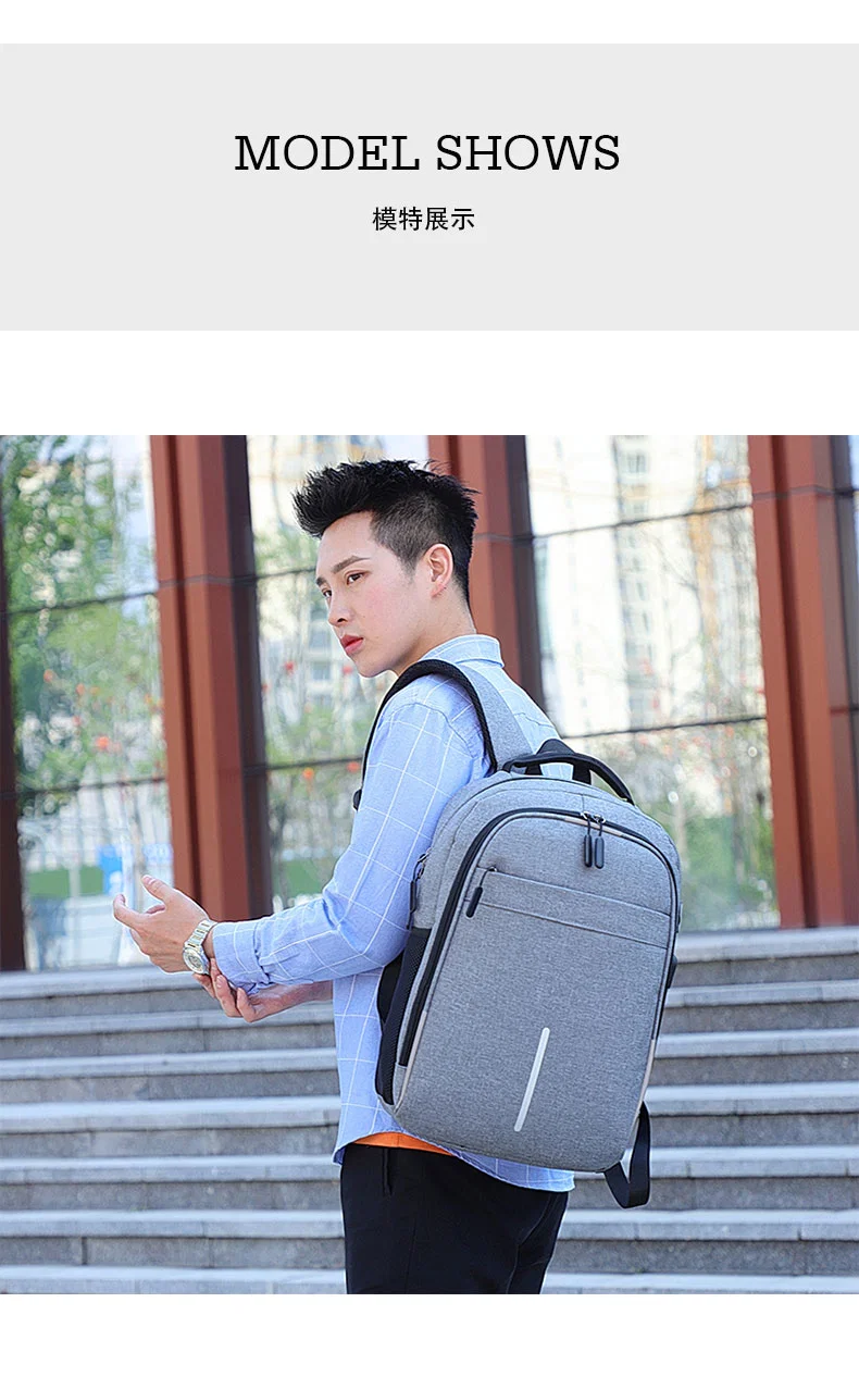 USB Charging Computer Bag Business Backpack Notebook Large Capacity Laptop Bag with Waterproof Fabric