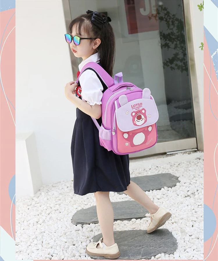 Wholesale Cartoon Durable Strawberry Bear Large Capacity Backpack Schoolbag for Children