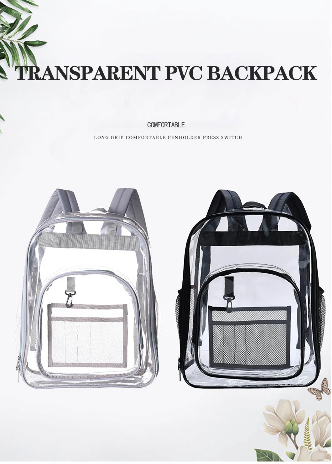Large Capacity Clear PVC Backpack Waterproof School Transparent Bookbags Children Schoolbag