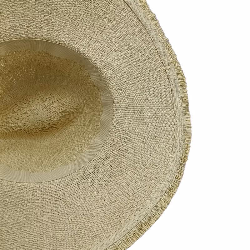 Wholesale Woven Paper Straw Panama Wide Brim Hat with Fringe