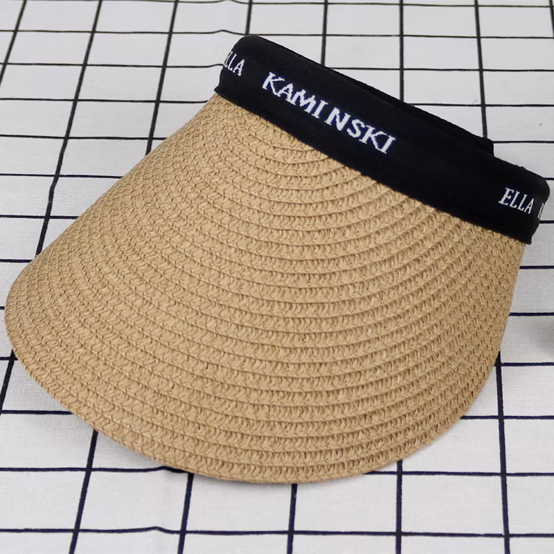 Sunscreen Hat Women′s Summer Sun Hat Empty Top Vinyl New Lafite Straw Hat Big Eaves Cycling Does Not Turn Over Sun Visor (CFCP016)