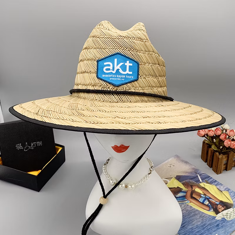 OEM Logo Custom Wholesale Wide Brim Beach Unisex Men′s Women′s Outdoor Sun Protection Lifeguard Eco-Friendly Straw Hat Hats