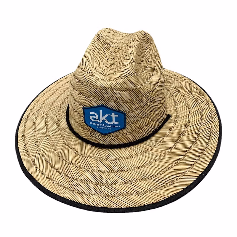 High Quality 2024 Natural Hollow Grass Lifeguard Straw Hat Custom Logo Wide Brim Womens Bulk Black Wholesale Straw Hats for Men