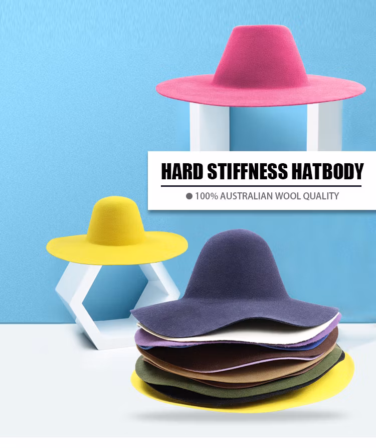OEM Extra Wide Brim Fedora Hats Felt Women Felt Hatbody Fashion Colorful Felt Hat Body Fur Felt Hat Bodies Felt Hat Blanks
