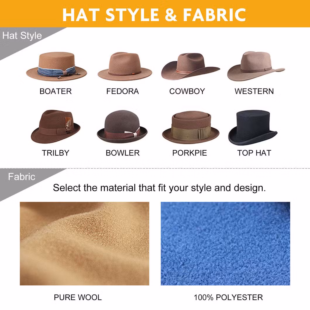 High Quality Wide Brim Panama Fedora Hats Women Wholesale 2022 Wool Felt Classic Party Fedora Hats Men Custom