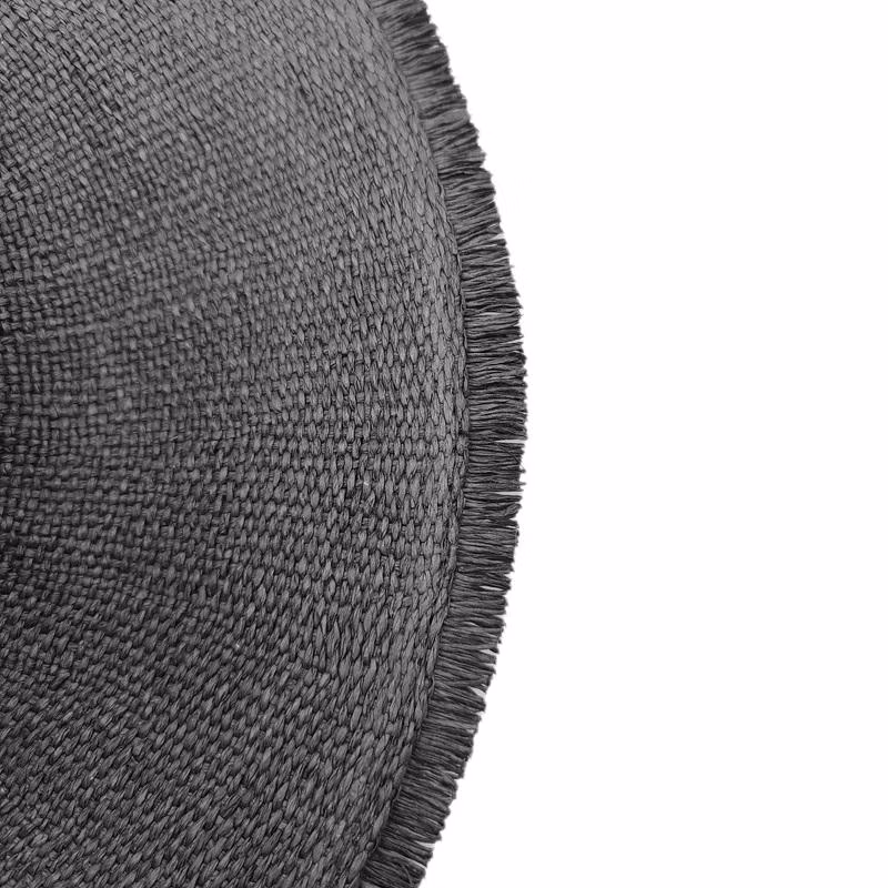 Wholesale Black Woven Paper Straw Panama Wide Brim Hat with Fringe