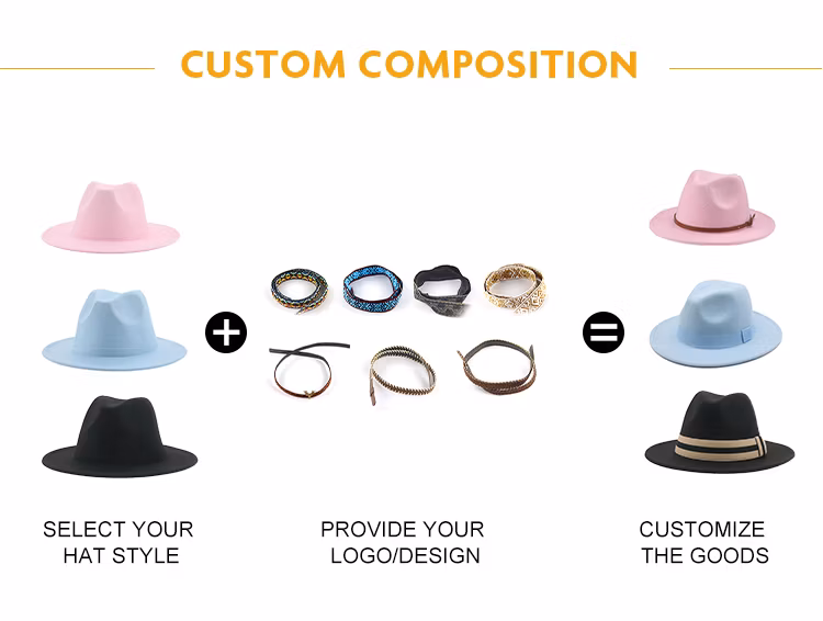 High Quality Wide Brim Panama Fedora Hats Women Wholesale 2022 Wool Felt Classic Party Fedora Hats Men Custom