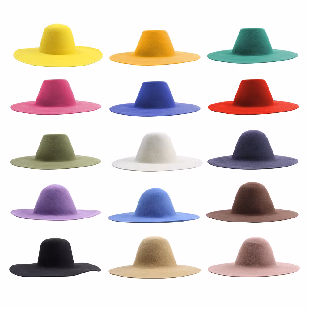 OEM Extra Wide Brim Fedora Hats Felt Women Felt Hatbody Fashion Colorful Felt Hat Body Fur Felt Hat Bodies Felt Hat Blanks