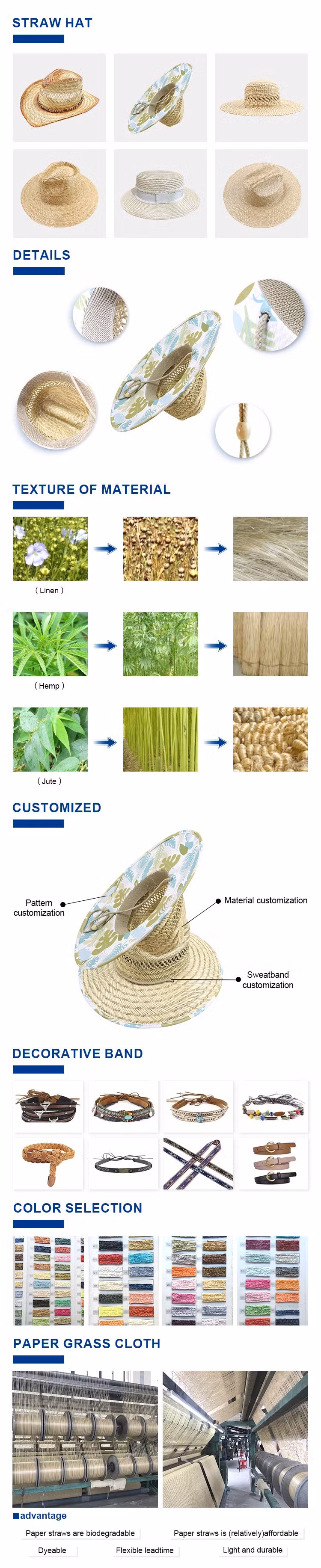 Wholesale Custom Logo Lifeguard Straw Hats Summer Fishing Beach Surf Sombrero with Wide Brim Natural Grass Party Hat