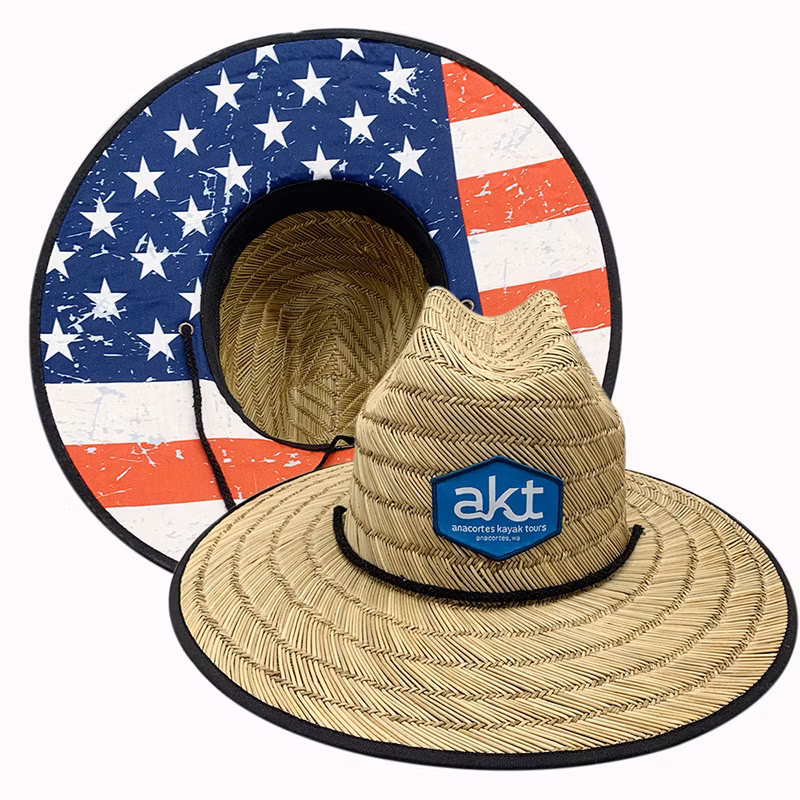 OEM Logo Custom Wholesale Wide Brim Beach Unisex Men′s Women′s Outdoor Sun Protection Lifeguard Eco-Friendly Straw Hat Hats