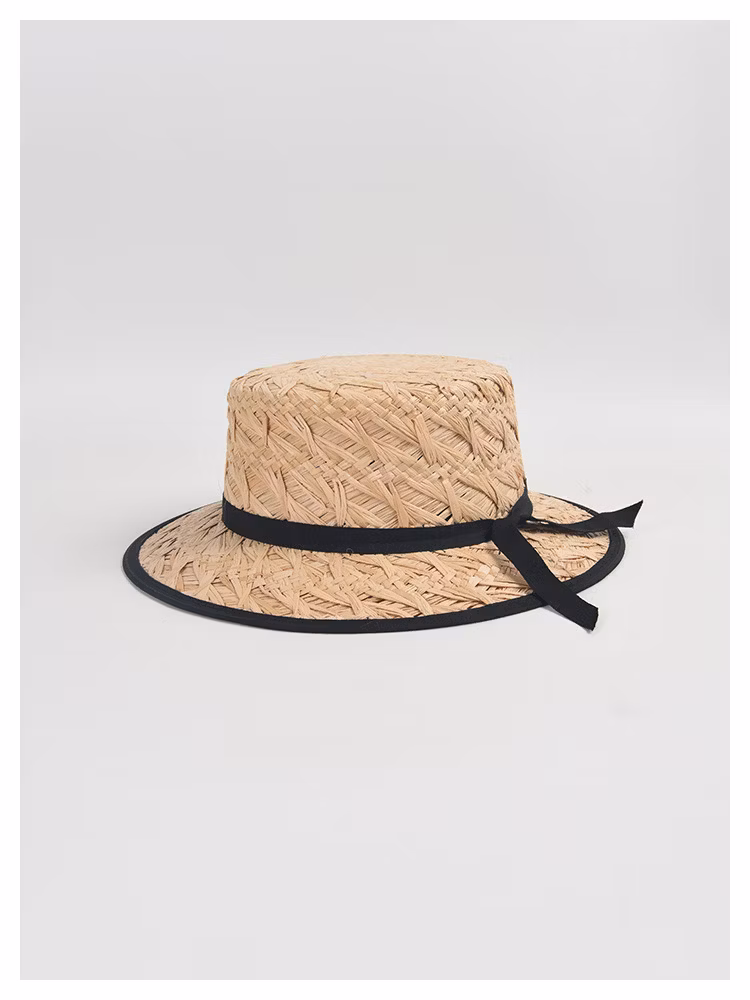 Wholesale Fashion Design Hawaiian Flat Custom Logo Hats Sombreros Raffia Panama Hapeau Beach Sun Summer Straw Hat