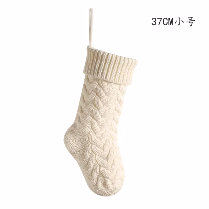 Christmas Knitted Stocking Decoration White Red Green Colors Cable Knit Xmas Ornaments Gift Decoration