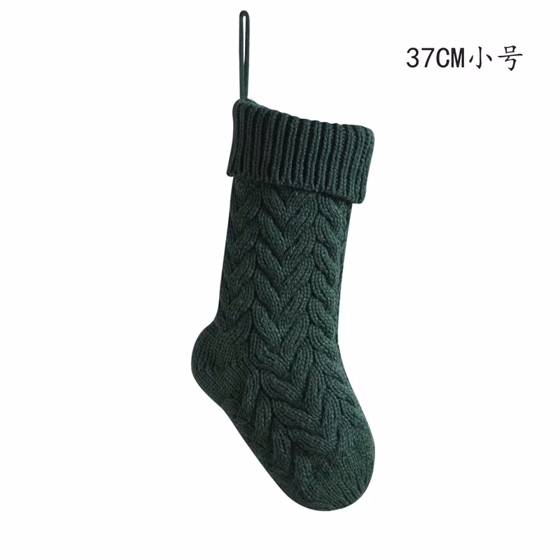 Christmas Knitted Stocking Decoration White Red Green Colors Cable Knit Xmas Ornaments Gift Decoration