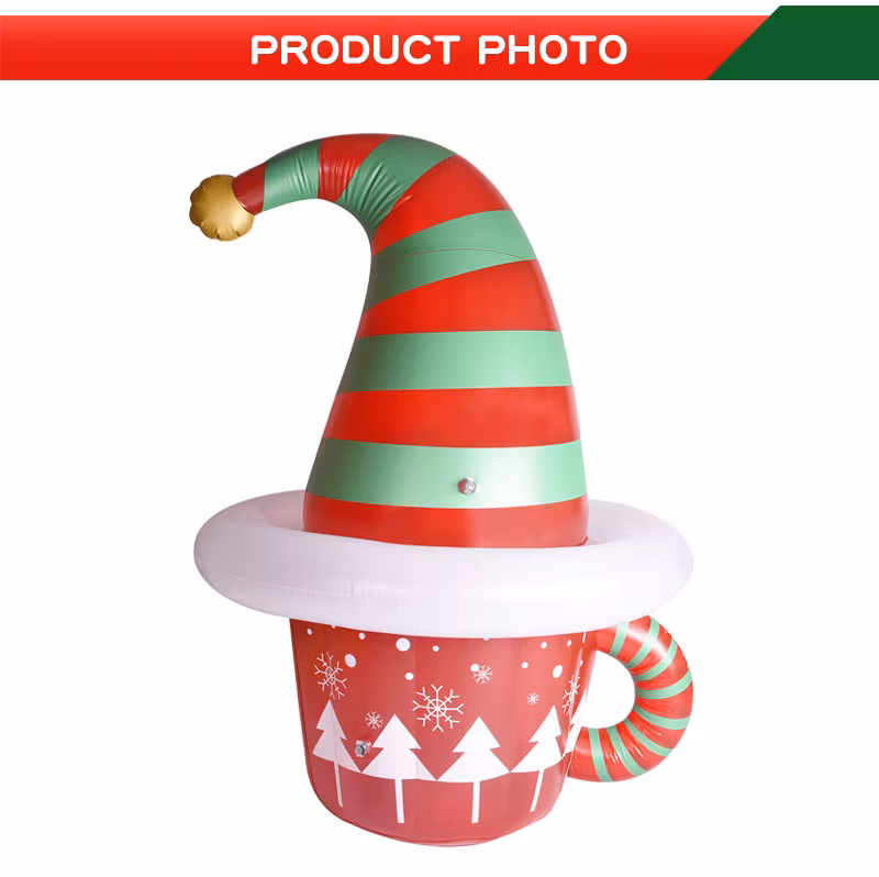 Christmas Inflatable Hat Blow up Party Decor with Colorful LED Lights Decorations