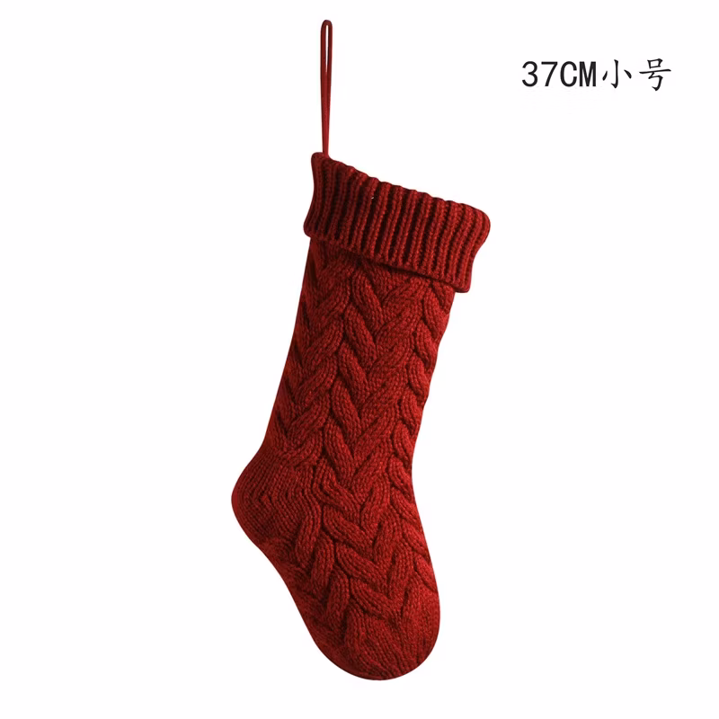 Christmas Knitted Stocking Decoration White Red Green Colors Cable Knit Xmas Ornaments Gift Decoration