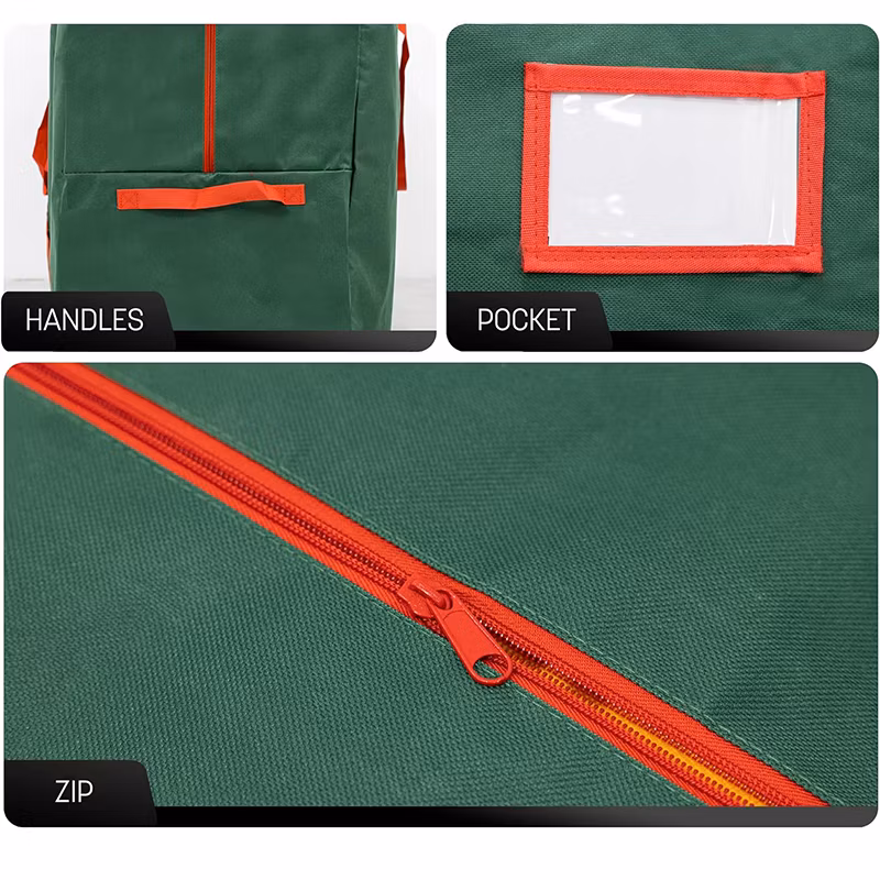 Heavy Duty 600d Oxford Fabric Storage Bag Strap Foldable Protective Christmas Tree Decorations Wrapping Paper Labels Ribbons