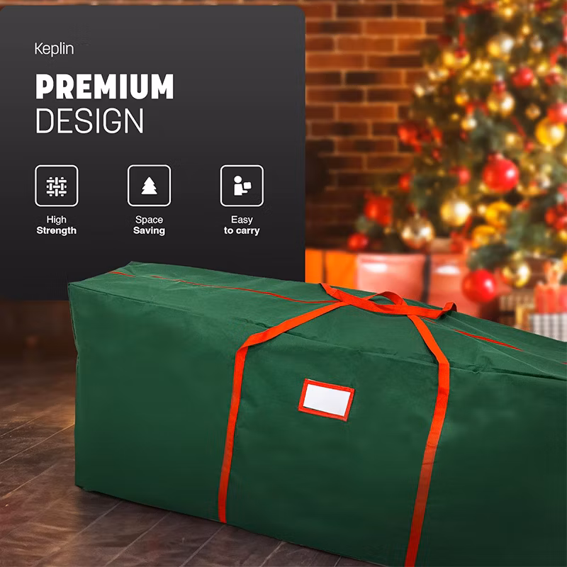 Heavy Duty 600d Oxford Fabric Storage Bag Strap Foldable Protective Christmas Tree Decorations Wrapping Paper Labels Ribbons