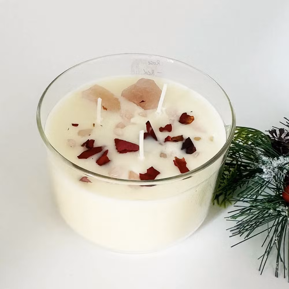 Home Decoration Luxury Handmade Soy Scented Candle Gift Set Custom Dried Flower Soy Wax Candles in Glass Jar