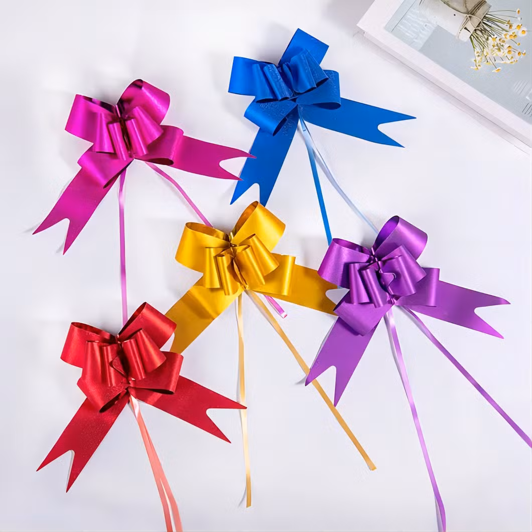 5*79cm Christmas Gift Wrap Pull Bows Christmas Tree Ribbons New Year Decorations for Home Wedding Car Decor Craft Bows