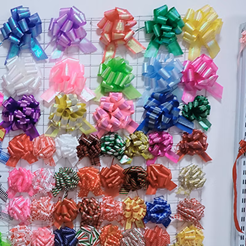 5*79cm Christmas Gift Wrap Pull Bows Christmas Tree Ribbons New Year Decorations for Home Wedding Car Decor Craft Bows