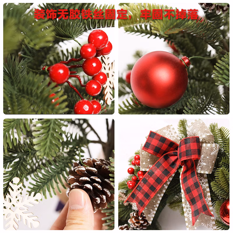Christmas Wreath Artificial Pine Cone Red Berry Garland Hanging Door Wall Decor