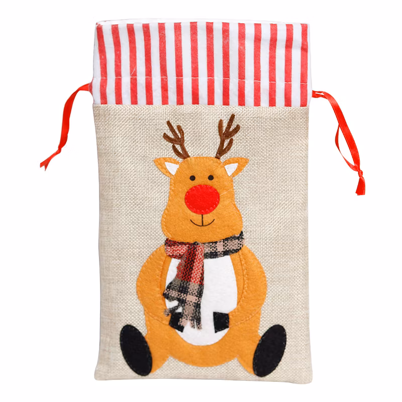 Christmas Candy Bag with Draw String Burlap Gift Bags Christmas Decoration