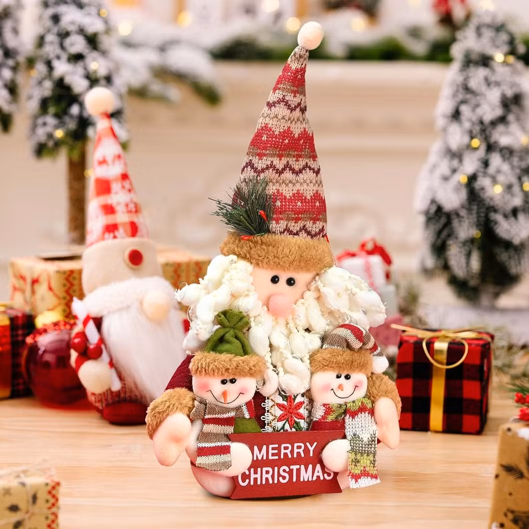 Santa Claus Wine Bottle Cover Christmas Soft Stuffed Plush Baby Decorations for Home