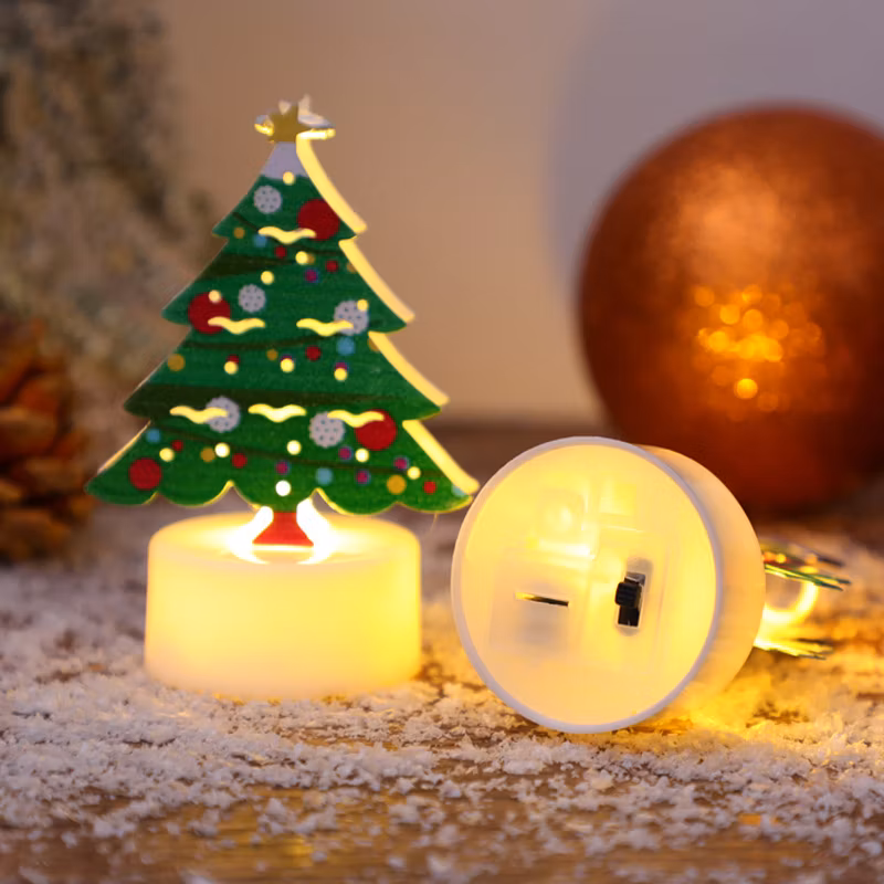 New Christmas Creative Personality Candle Light Glowing Santa Claus Snowman LED Ornaments Night Light
