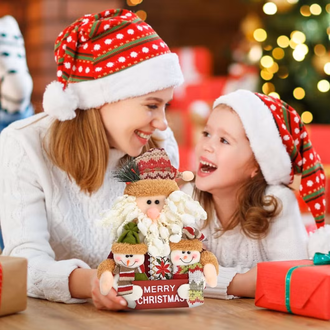 Santa Claus Wine Bottle Cover Christmas Soft Stuffed Plush Baby Decorations for Home