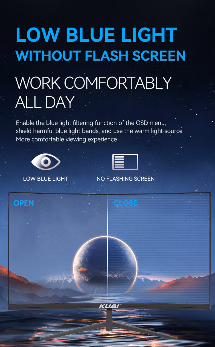 OEM ODM 75Hz 165Hz Monitors Frameless LCD Moniteur PC Computer LED Curved Flat Screen 24 Inch Business Gaming Monitor