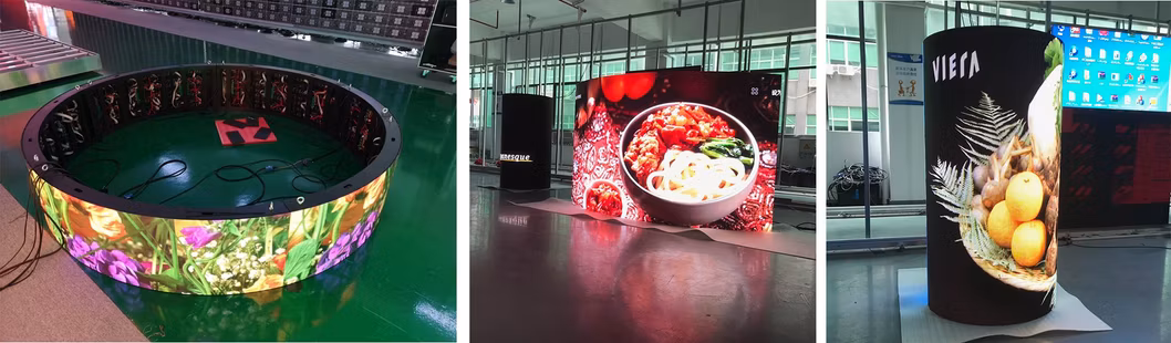 Indoor Creative Ultra Thin P2 P3 P2.5 P4 Soft Cylinder Flexible Smart Wave Curve LED Video Wall Sign Panel Screen Display