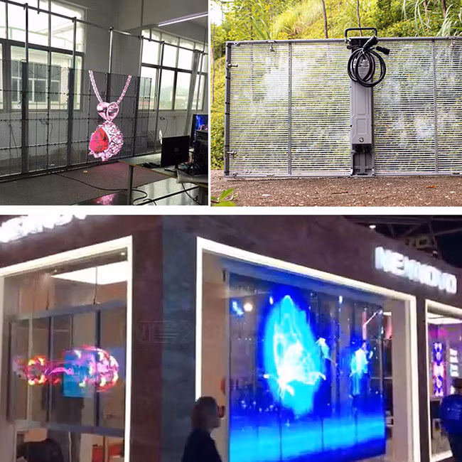 P7.81 HD Full Color Indoor Transparent LED Display Screen, Shop Window LED Display