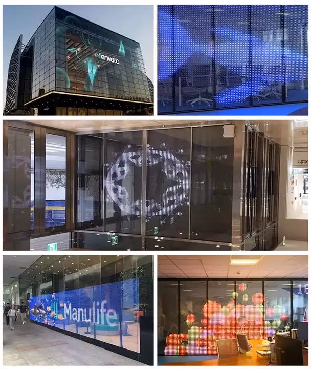 P4 P6 P8 P10 Adhesive Thin Film Display and Light Back LED Flexible Transparent Film Display Screen for Glass Advertising Screen