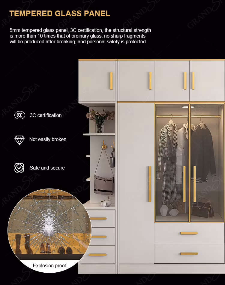 U Shaped Modern Design Space Saving Sliding Doors Wardrobe Closet