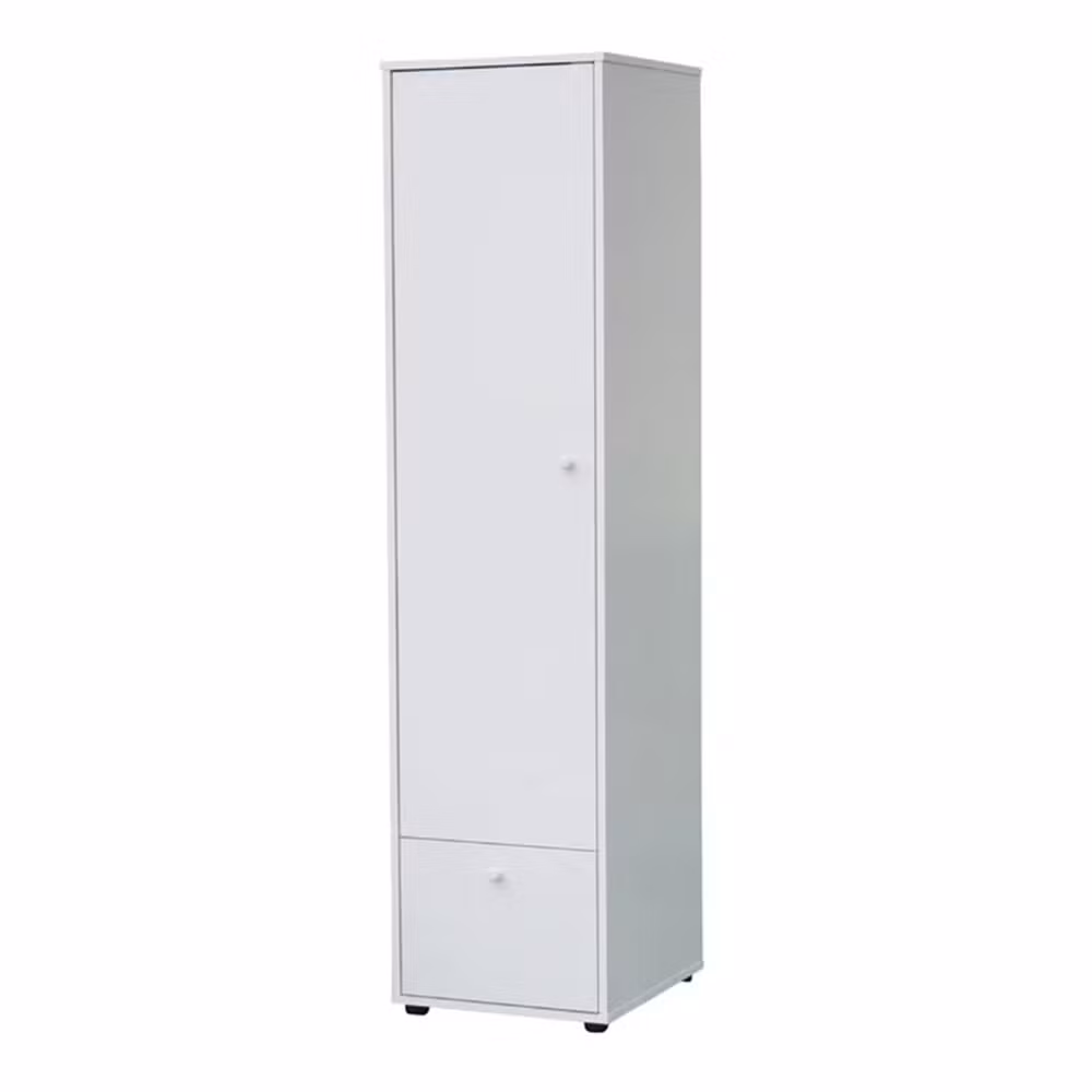 White Simple Design Modern Home Furniture Bedroom Single Door Storage Tall Wardrobe