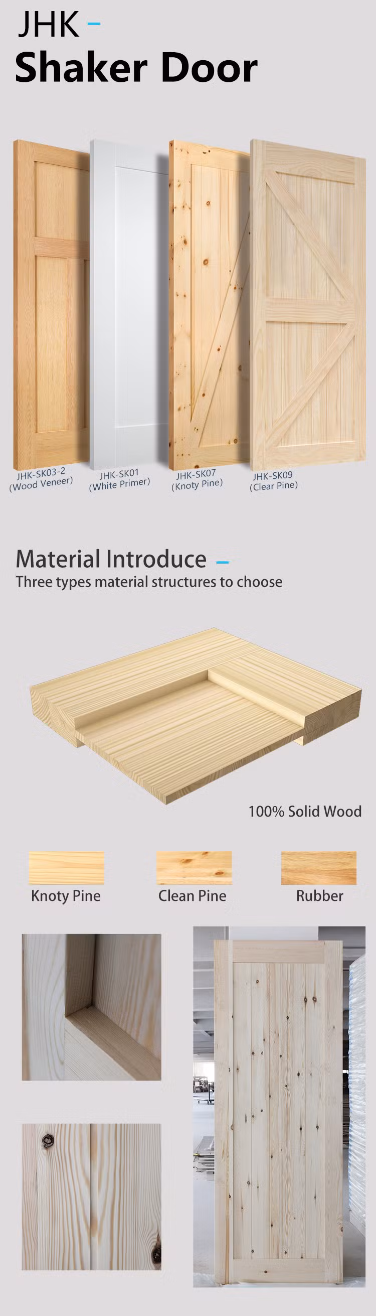 Jhk-Sk03-2 Italian Design Teak Wardrobe Door Design Shaker Wood Door