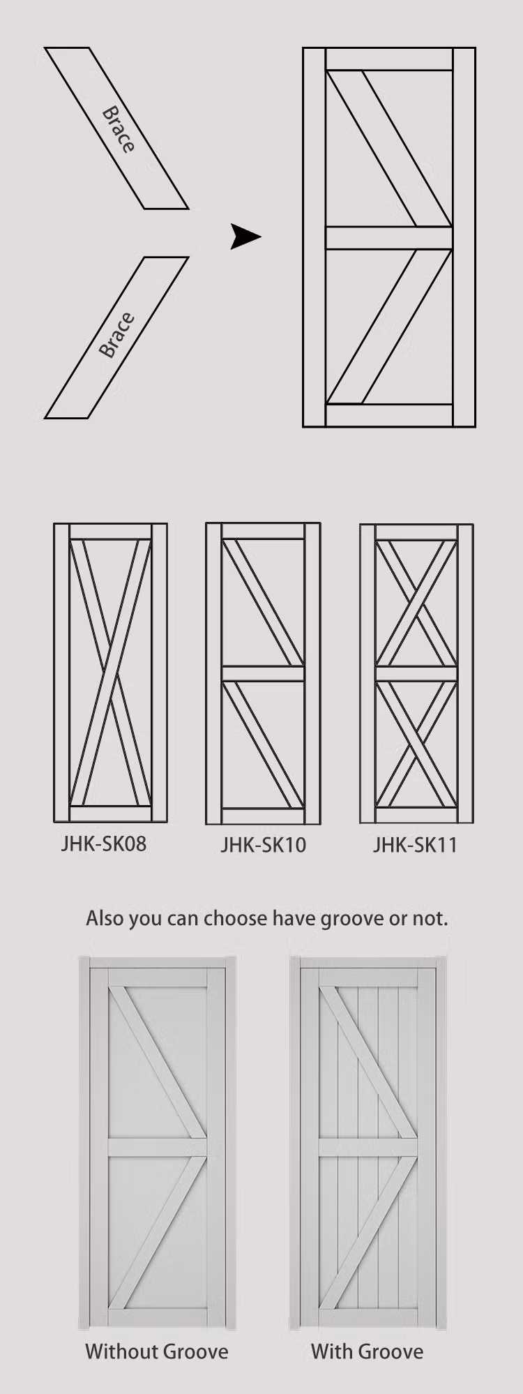 Jhk-Sk03-2 Italian Design Teak Wardrobe Door Design Shaker Wood Door