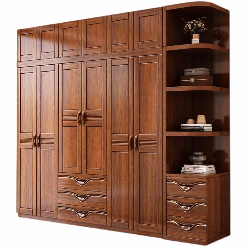Simple Style Bedroom Furniture Solid Wood Wardrobe Cabinet