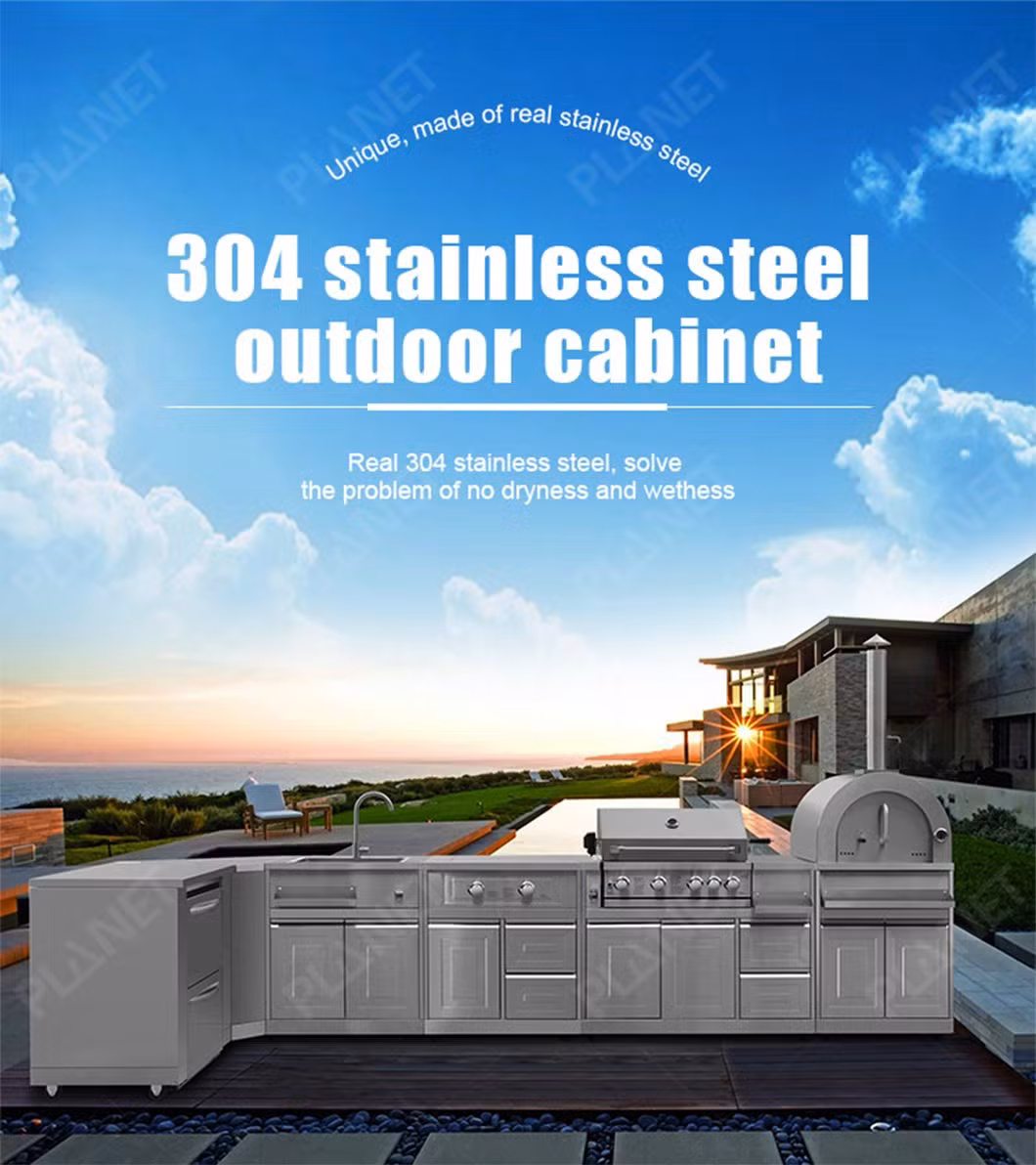 Prefab Free Standing BBQ Quartz Granite Marble Modern Outdoor Bar Counter Top Kitchen Cabinet Island