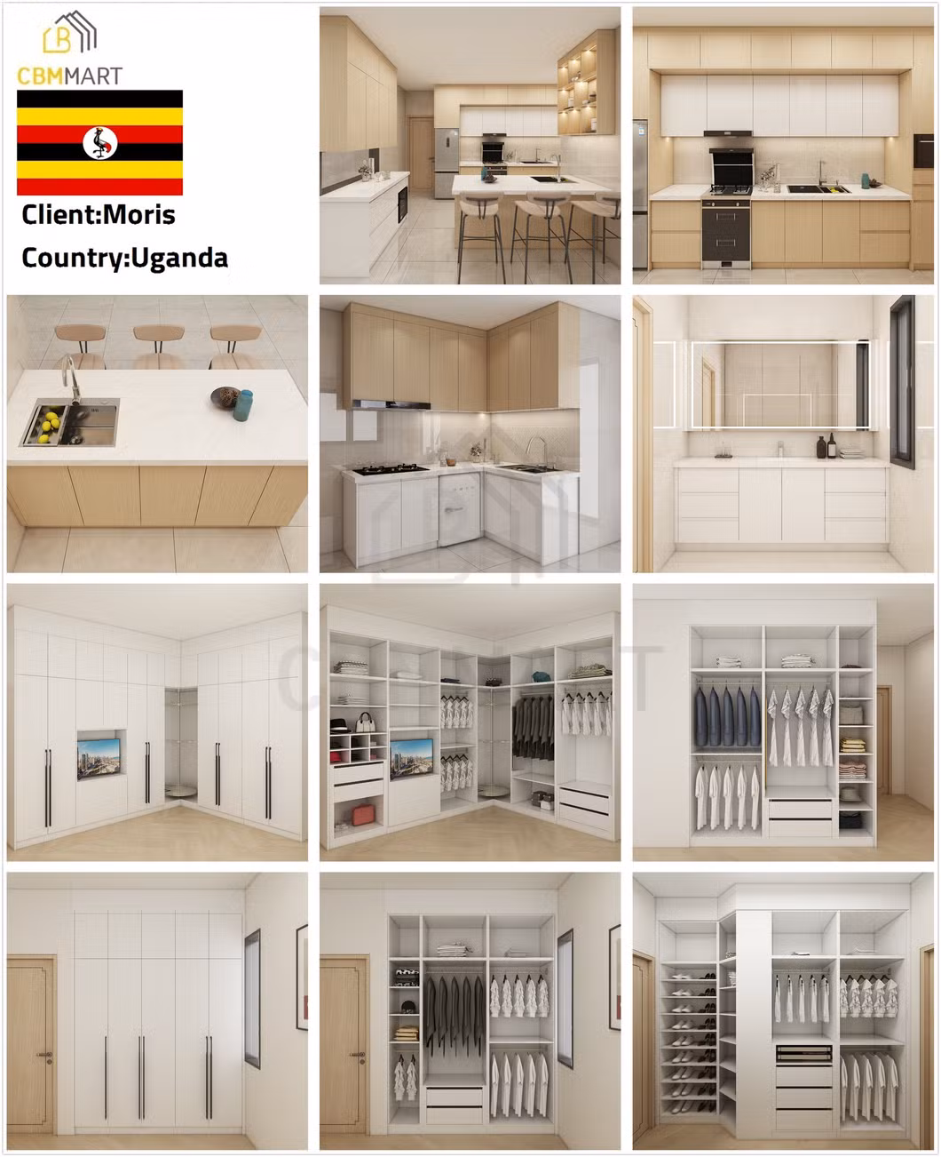 Cbmmart Modern Clothes Storage Cabinets Set Bedroom Furniture Organizer Wardrobe Walk in Closet