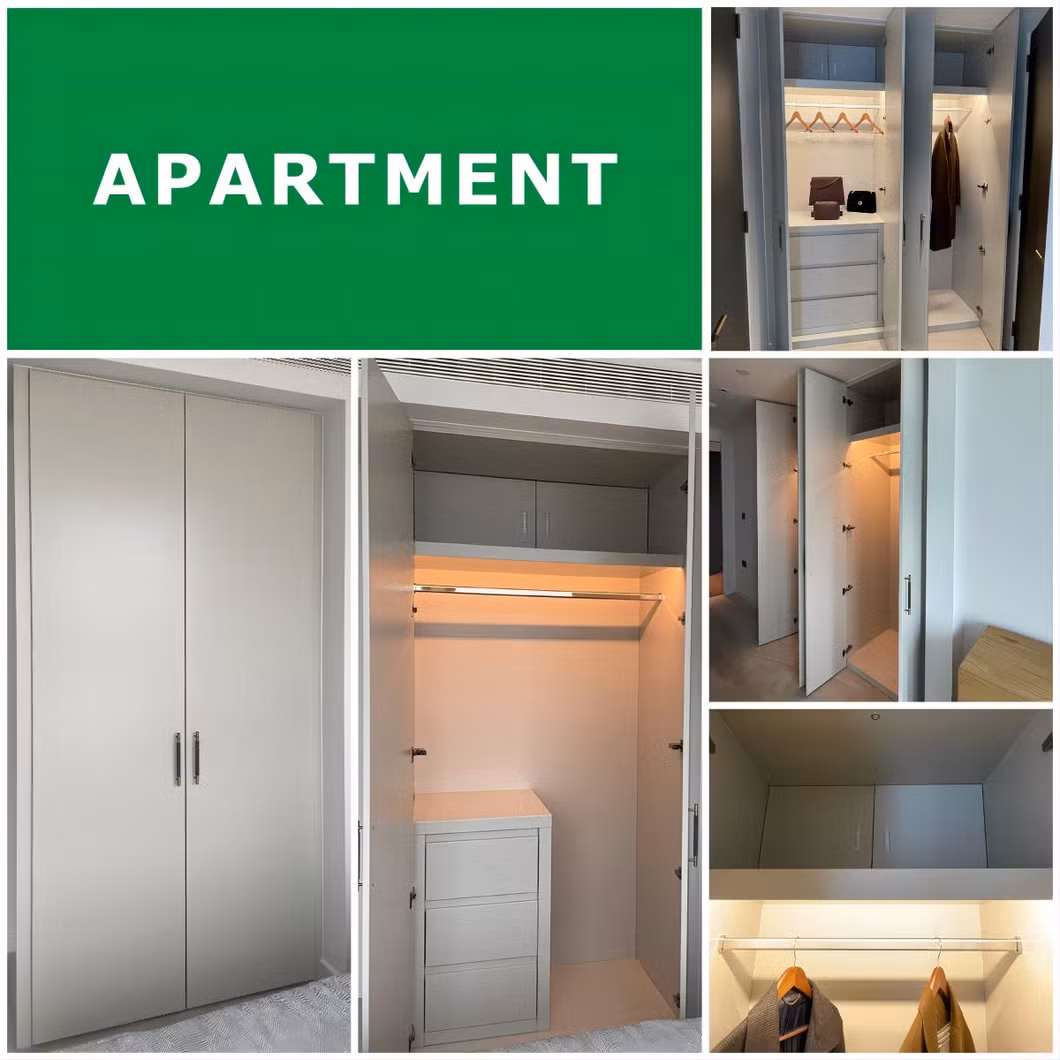 Modern Aluminum Alloy Bedroom Room Grey Wardrobe Walk-in Closet Custom Design L-Shaped with Dressing Table Mirror