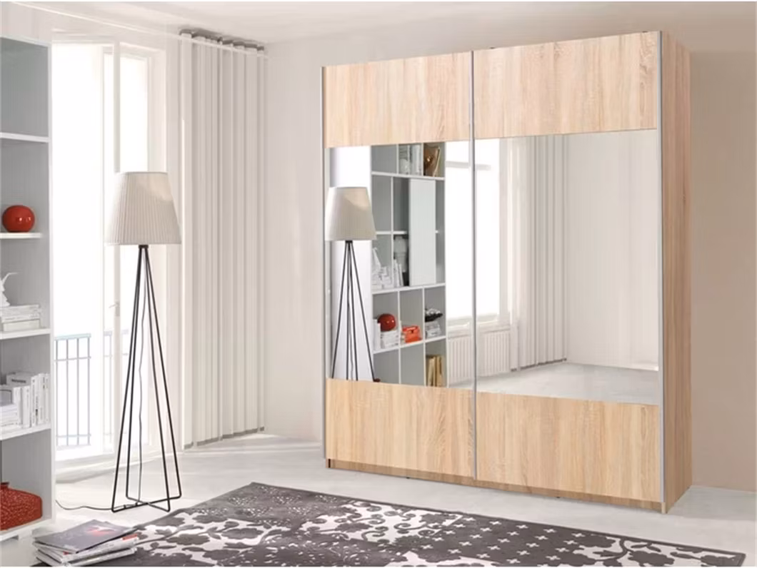 Modern Custom Made Flat Pack MDF Wooden Home Furniture Bedroom Sliding Door Wardrobe