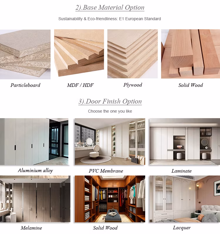 Swete French Custom Design White Closet Glass Door Lights with Wardrobe Bedroom Furniture